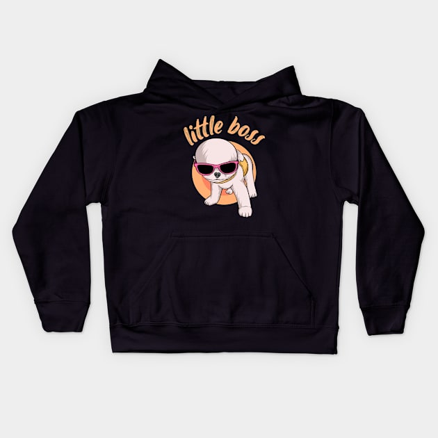 Cute Dog with glasses Little Boss ! Kids Hoodie by FunnyMoonCosmic